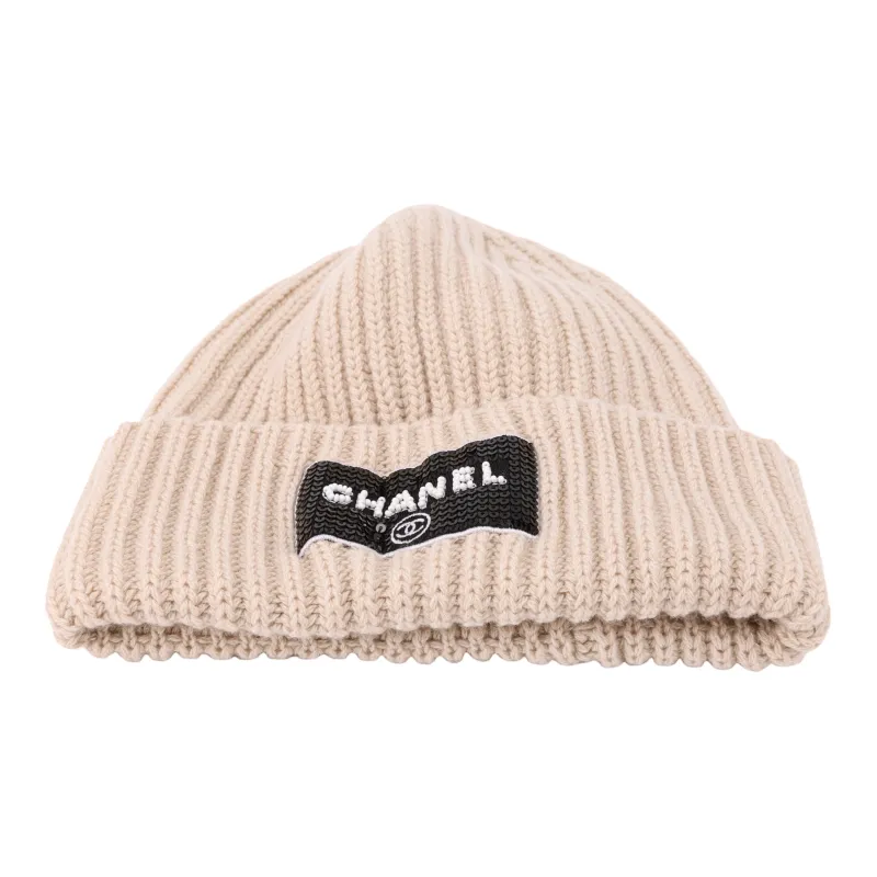 CHANEL Wool Beanies Unisex Beige-2