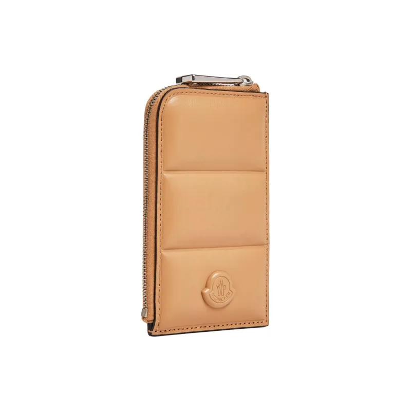 Moncler Leather Card Holder Wallet Men's Light Brown-1