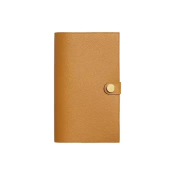 HERMES Evercolor Leather Wallet Women's 28 Caramel With Sunshine Yellow Accents