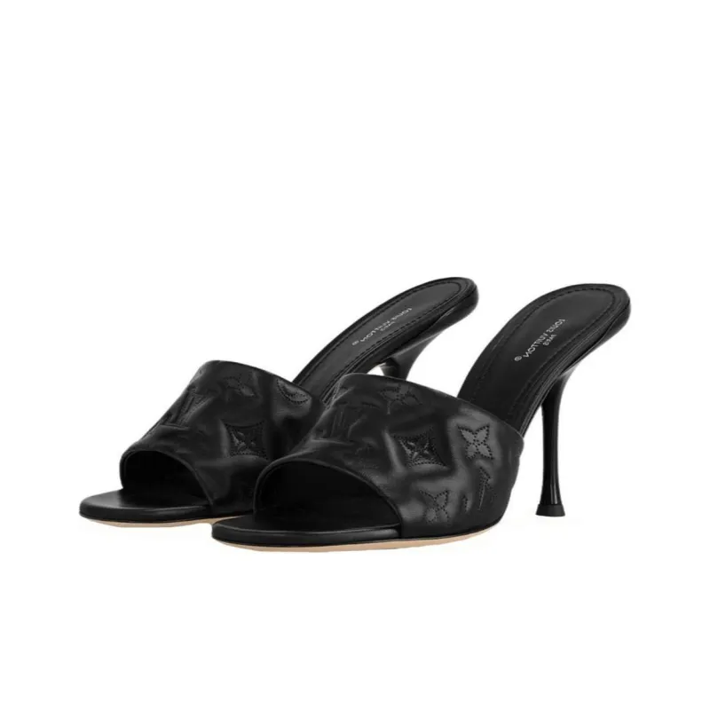 LOUIS VUITTON Revival Abrasion Resistant Slide Slippers Women's Black-2