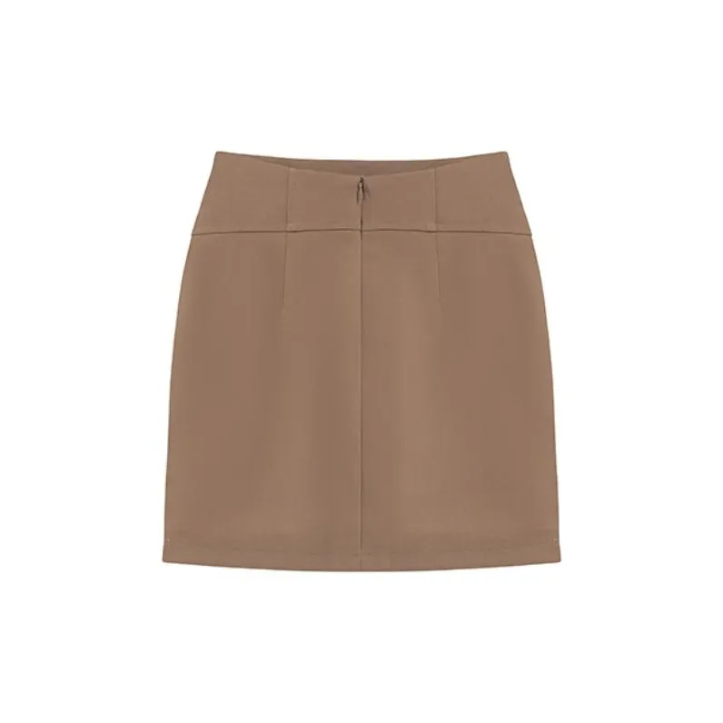 ETSE Casual Short Skirts Women's Brown-1