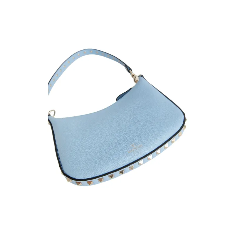 Valentino ROCKSTUD Calfskin Hobo Bag Handbag Shoulder Bag Women's Blue-3