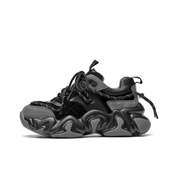 Beau Today Breathable Low Top Chunky Sneakers Women's Black Gray