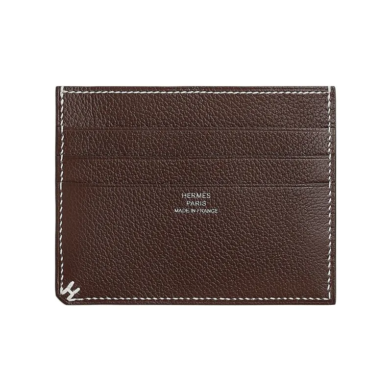 HERMES Evercolor Calfskin Card Holder Women's 44 Moka Mocha-1