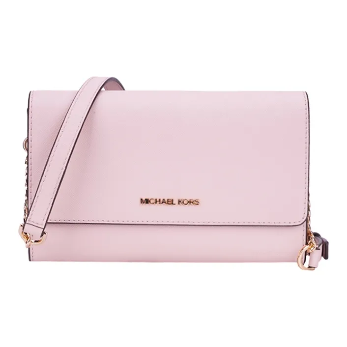 MICHAEL KORS Jet Set Travel Cow Leather Envelope Bag, Crossbody Bag Women's Pink-0