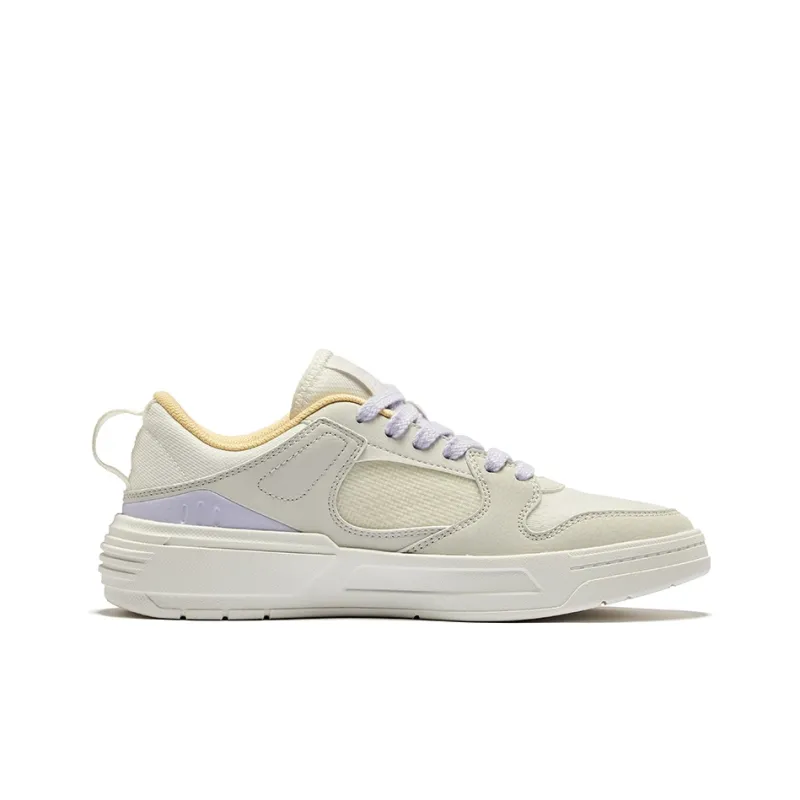 Erke Qingshi Durable Breathable Low Top Skateboard Shoes Women's Microcrystal White Wild Gray-1