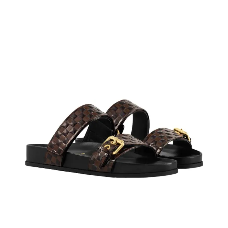 LOUIS VUITTON Bom Dia Slip Resistant Slide Slippers Women's Brown-1