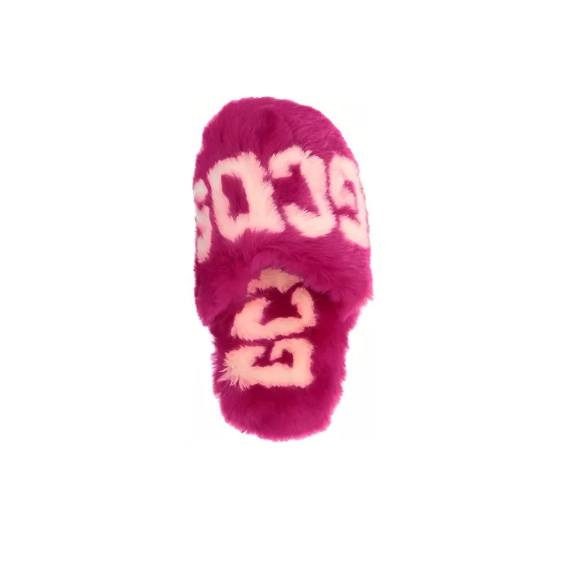 GCDS Logo Print Faux-fur Slippers-3
