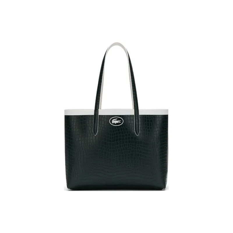 LACOSTE PVC Crossbody Bags Handbags Medium Size Women's White Dark Green-3