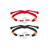 Jadeite Peaceful Buckle Red String Black Cord 1 Pair