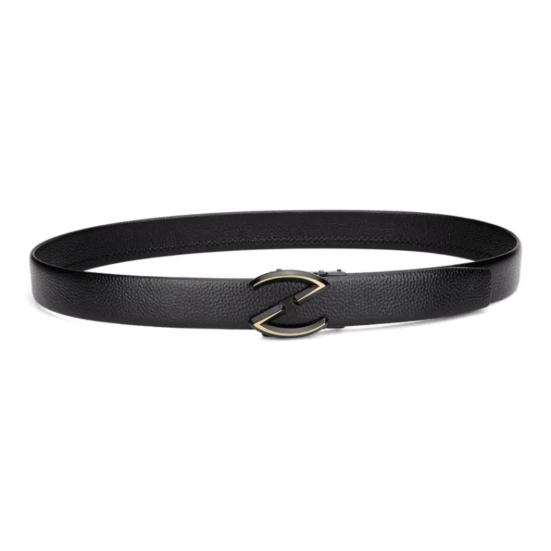 Cows Reign Gold Z Shaped Genuine Leather Trendy Fashion Soft Leather Belts Men's-4