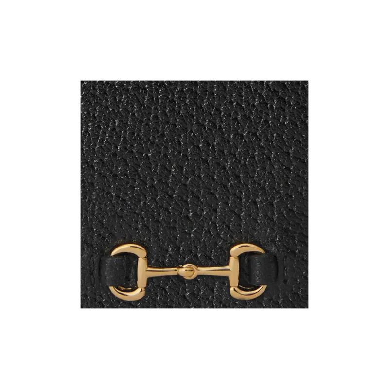 GUCCI Leather Card Clip Card Holder Men's Black-4