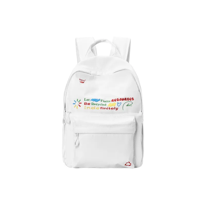 FINITE LOOP Recycled Polyester Backpack Unisex White-0