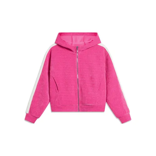 LINING Sports Life Collection Sweatshirts Women's Vibrant Pink Off-White Multicolor