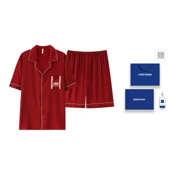 Floating Light Islands Pajama Set Men's Red