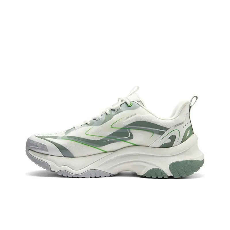 Skechers Street Cushioning Wear Resistant Low Top Casual Shoes Men's White Green-0