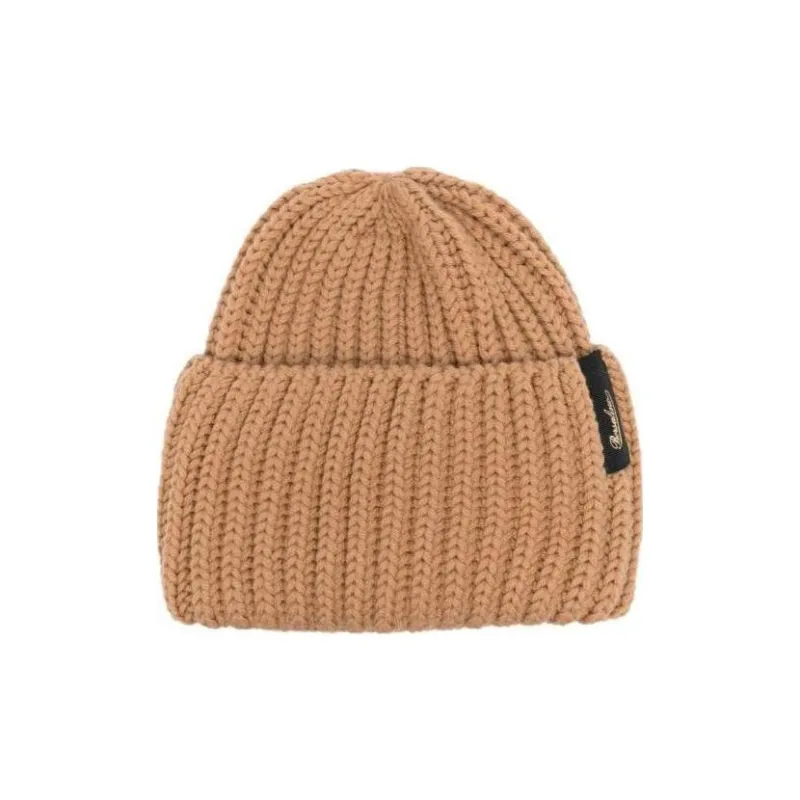 Borsalino Logo patch Ribbed Virgin Wool Beanie-0