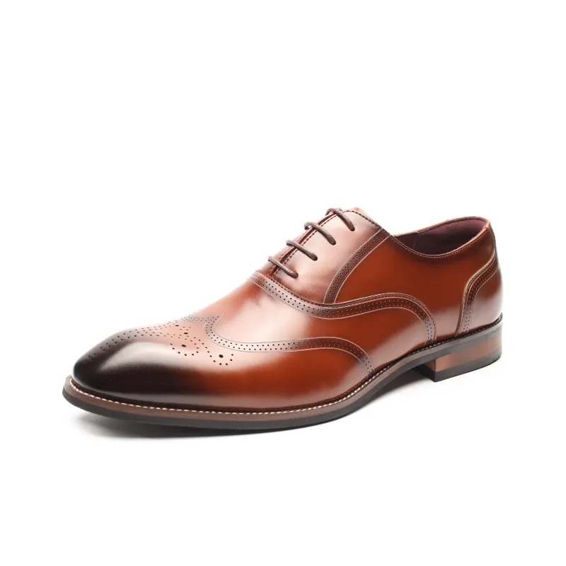 XIAOTOULANG Dress Shoes Men Low Top Black/Brown-5
