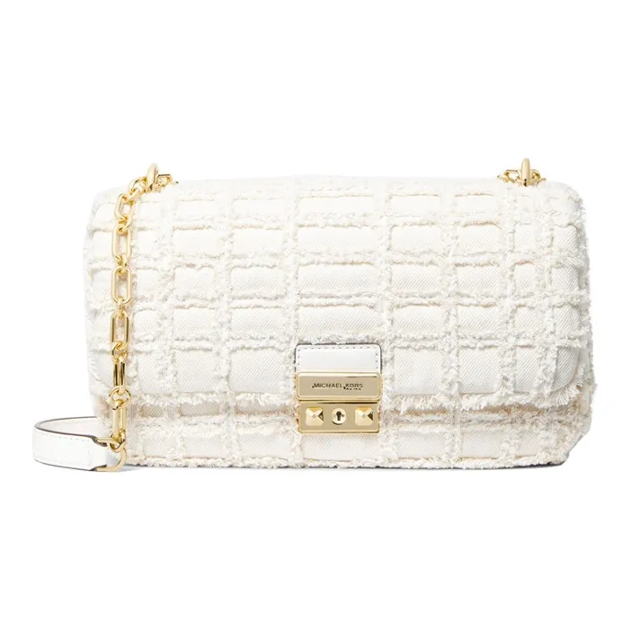 MICHAEL KORS Fabric Shoulder Bag Women's Denim Blue/White/Black-8