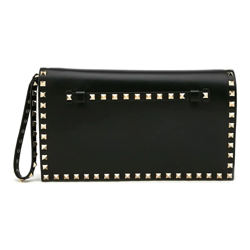Valentino Leather Clutch Small Size Women's Black-3
