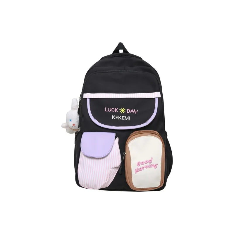 Travel Nylon Backpack Regular Women's Black/White/Yellow/Pink/Blue-18