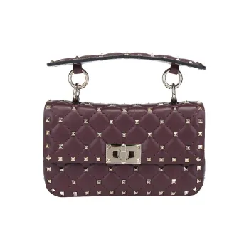 Valentino ROCKSTUD SPIKE Calfskin Crossbody Bag, Shoulder Bag Women's Burgundy