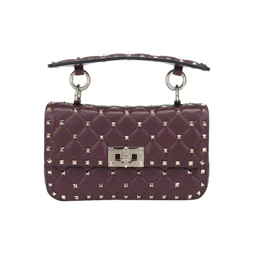 Valentino ROCKSTUD SPIKE Calfskin Crossbody Bag, Shoulder Bag Women's Burgundy