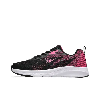 Binary Cushioned Anti Slip Wear Resistant Breathable Lightweight Low Top Running Shoes Women's Black Rose Red