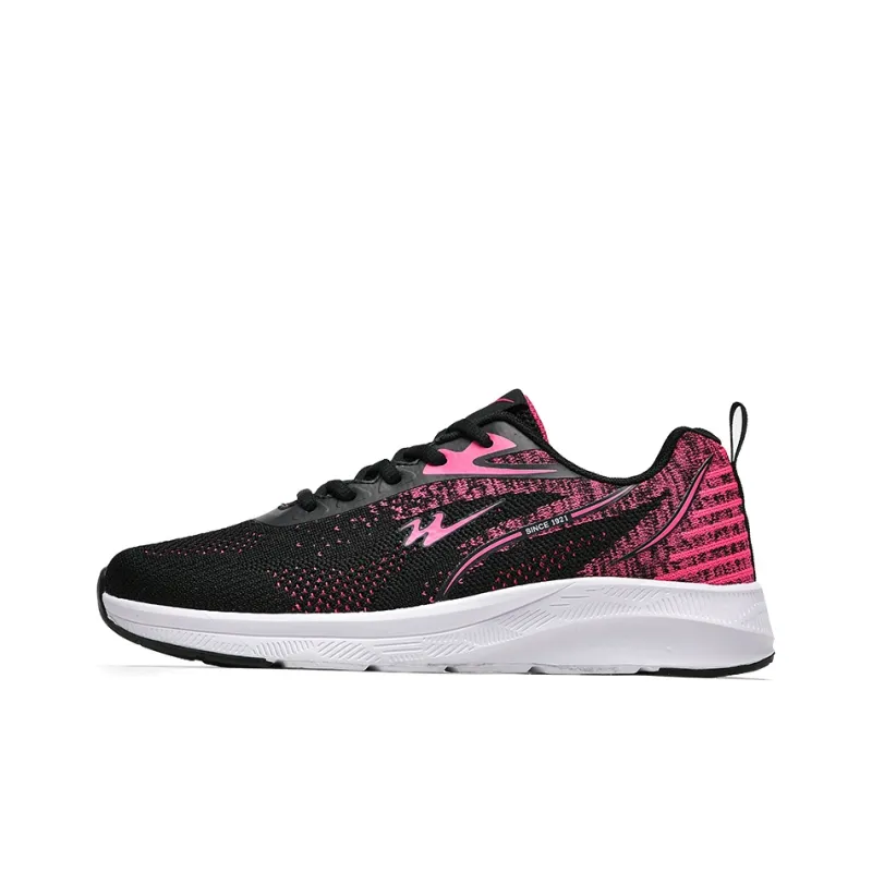 Binary Cushioned Anti Slip Wear Resistant Breathable Lightweight Low Top Running Shoes Women's Black Rose Red-0