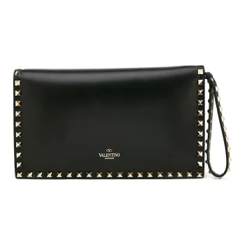 Valentino Leather Clutch Small Size Women's Black