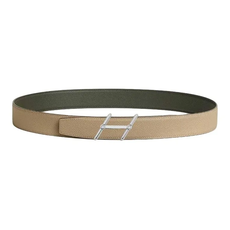 HERMES Two Tone Smooth Buckle Leather Belts Men's -1
