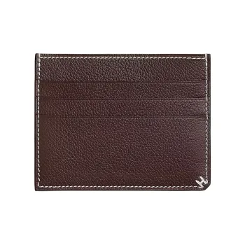 HERMES Evercolor Calfskin Card Holder Women's 44 Moka Mocha