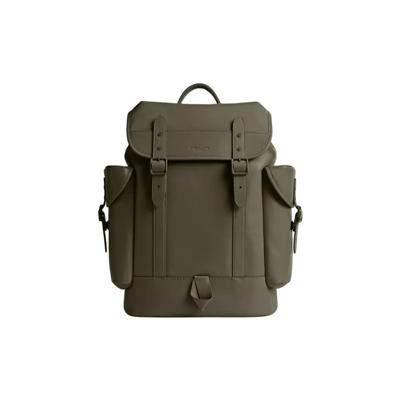 COACH Hitch Premium Calfskin Backpack Large Size Men's Army Green-0