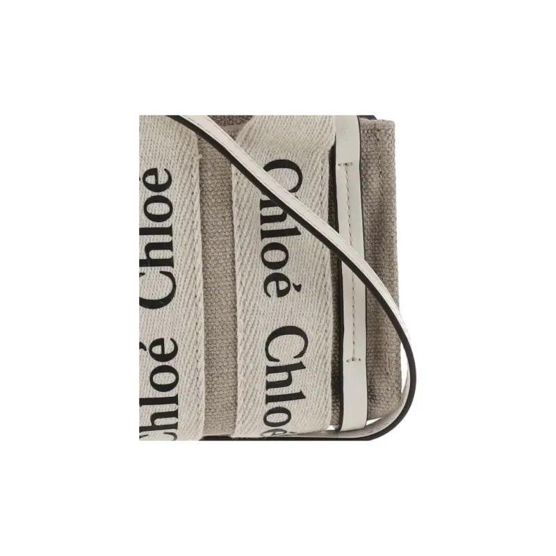 Chloe Canvas With Leather Tote Bag, Shopping Bag, Shoulder Bag, Crossbody Bag, Handbag Women's Gray & White-3
