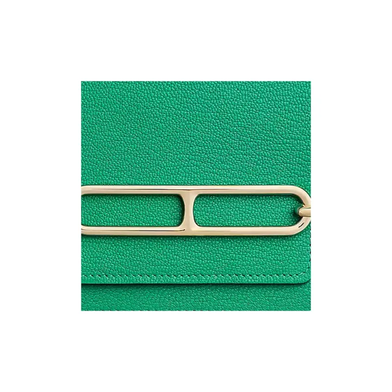 HERMES Roulis Sheepskin Clutch Fanny Pack Wallet Women's 6W Menthe Mint Green-3