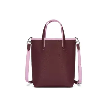 LACOSTE PVC Tote Bag, Shopping Bag, Shoulder Bag, Crossbody Bag, Handbag Medium Size Women's Pink & Burgundy