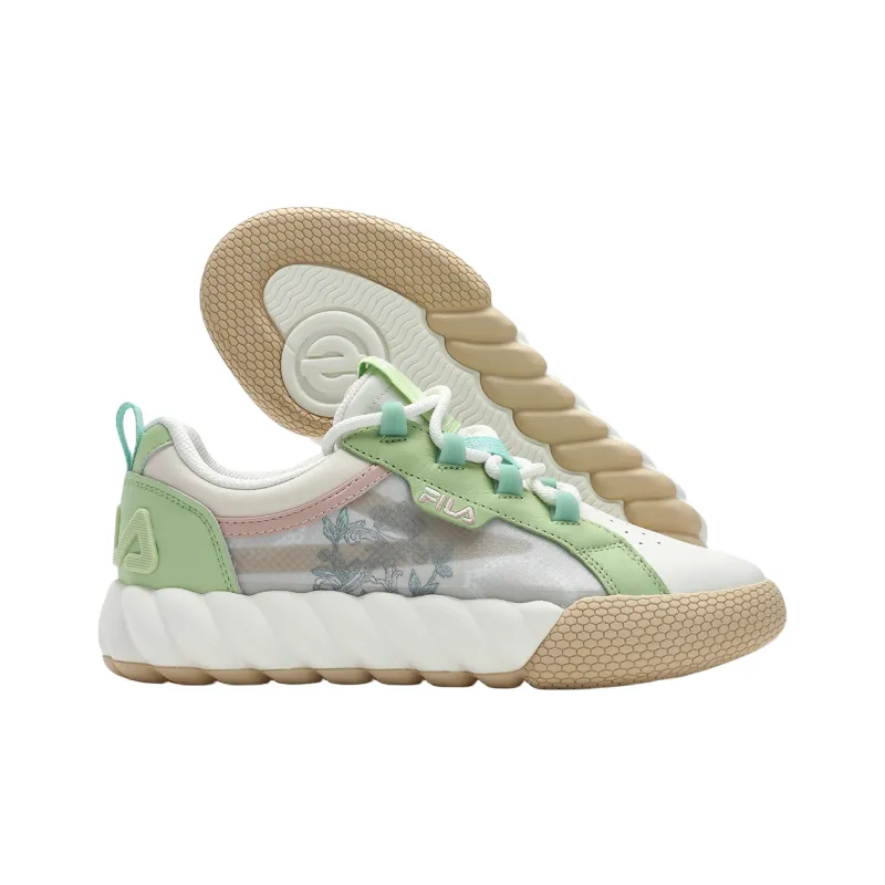 FILA CAMPO VERSAILLES Anti Slip Wear Resistant Low Top Skateboard Shoes Women's White Green-3