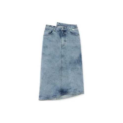 KIMHEKIM Denim Long Skirts Women's Sky Blue/Heavenly Blue