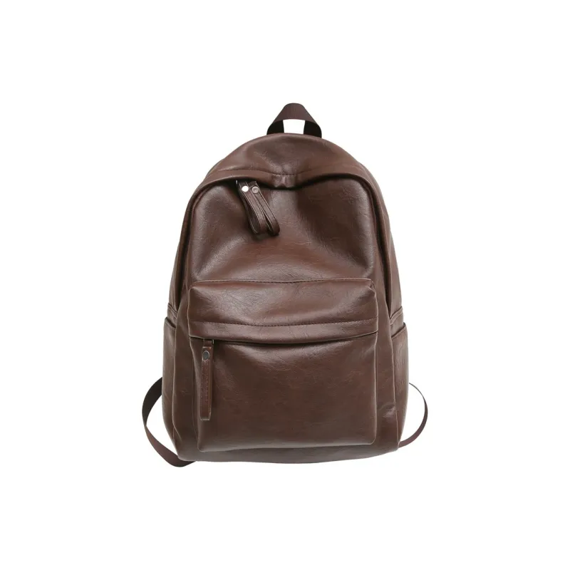 HAWA Artificial Leather Backpack Regular Unisex Black/Coffee/Brown-4