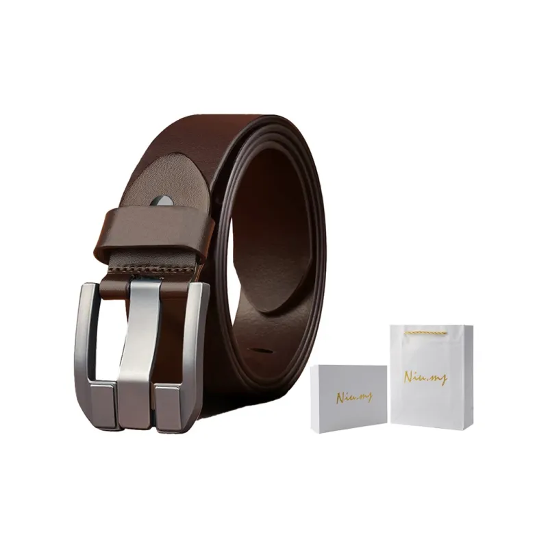 NIUMJ Business Casual Minimalist Style, Pin Buckle Leather Belts Men's Width 3.8cm-3