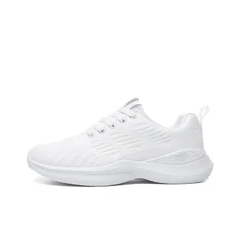 Lingwuzhe Anti Slip Wear Resistant Low Top Running Shoes Unisex White