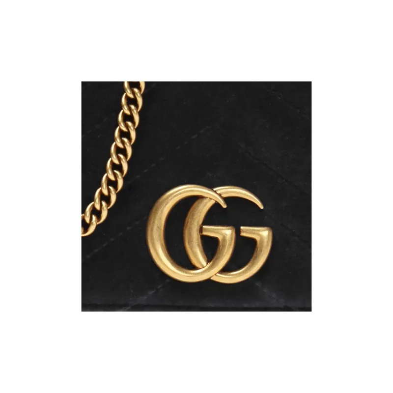 GUCCI GG Marmont Velvet Shoulder Bag Crossbody Bag Mini Women's Black-3