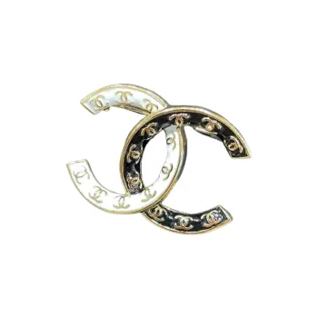 CHANEL Brooches Women's Gold, White, And Black