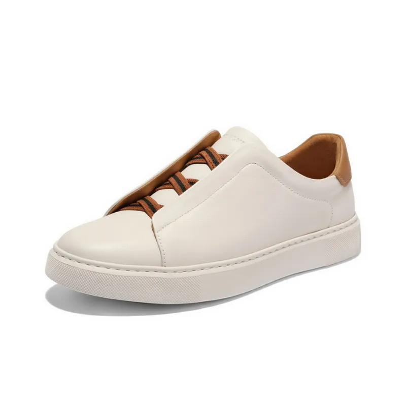 BELLE Low Top Skateboard Shoes Men's White, Black-1