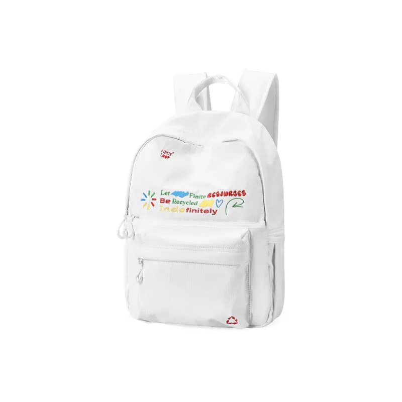 FINITE LOOP Recycled Polyester Backpack Unisex White-1