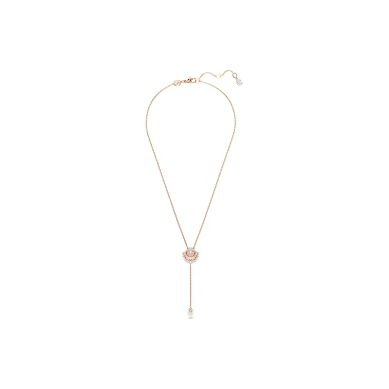 Swarovski Synthetic Cubic Zirconia Faux Crystal Rose Gold Plated Faux Pearl Necklaces Women's Rose Gold-1
