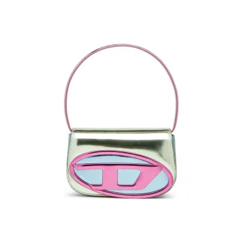 DIESEL Cow Leather Portable Crossbody Bag, Shoulder Bag Women's Green & Pink