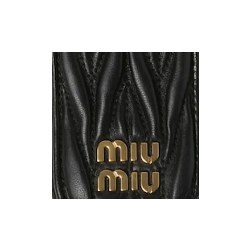 MIU MIU Matelassé Soft Sheep Leather Clutch Mini Women's Black-3