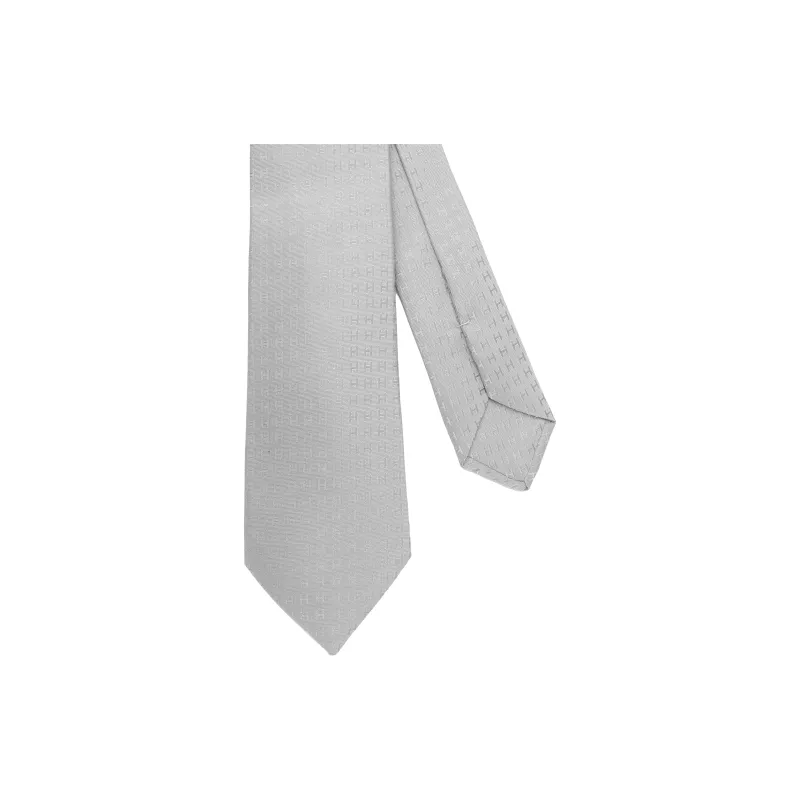 HERMES H Jacquard Ties Men Dark Gray-2