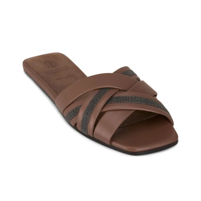 Brunello Cucinelli Beaded Slip-On Sandals Women's-2